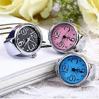 Reloj de anillo de dedo multifuncional decorativo de aleación con visualización de tiempo, joyería verde