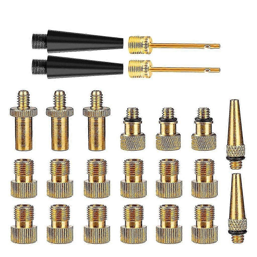Copper Bicycle Bike Pump Valve Conversion Nozzles Valve Adapter Tool 24pc