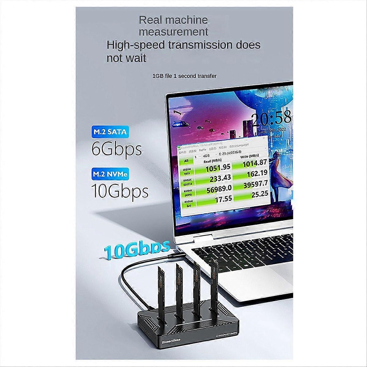  Caixa SSD M2 de 4 baias tipo C USB3.2 10Gbps UK Plug