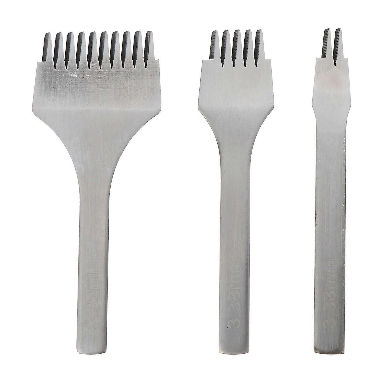 Stitching Tool Hand-Stitched for Punching 3Pcs Durable Steel Punches