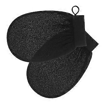 Exfoliating Mitt for Shower Gentle Viscose Body Scrub Gloves for Women and Men Tanning Prep Black