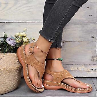 Damesandaler med hæl Sommer Damflip-flops Kilehæl Tøfler Sandaler Uformelle Flip-flops Sko Strandsandaler Størrelse 35-43