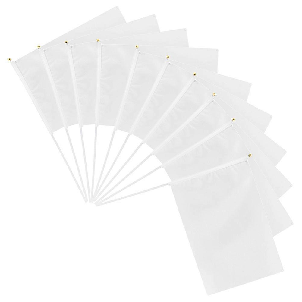 DIY Blank Flags Handheld Signal Flags for Referee Use 10Pcs White Set