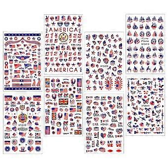 8 Sheets of National Day Manicure Decals Decorative Nail Stickers Nail Art Decal
