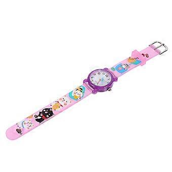 Silicone Cartoon Quartz Watch for Kids 1Pcs Purple Waterproof Wristwatch