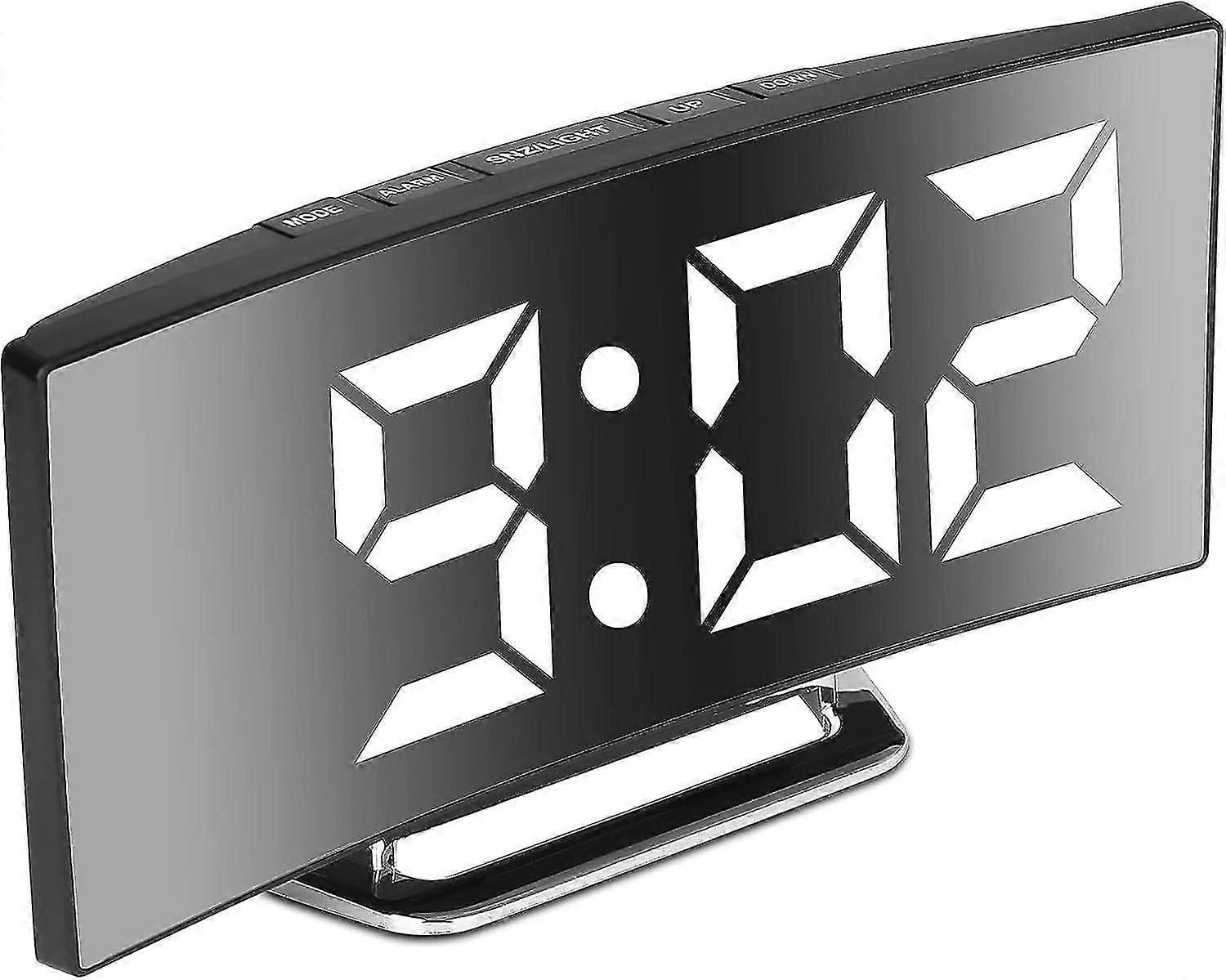 Digital Alarm Clock, LED Mirror Screen, with USB Charging