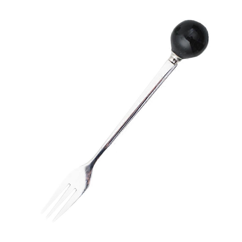 Creative Flatware Mini Fork Ceramic Handle for Home Use 6Pcs Black