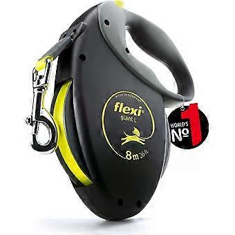 Flexi Giant Neon Tape Black Large 8M Retractable Dog Leash/Lead for Dogs up to 5