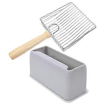 Stainless Steel Cat Litter Scoop with Fine Filter for Home Use Dark Grey ABS Handle Keeps Floors Clean