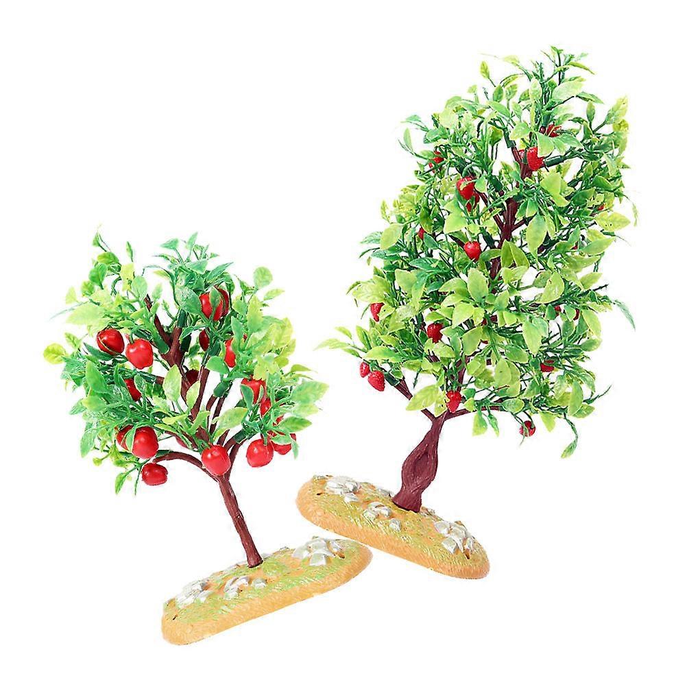 2pcs Simulation Fruit Tree Model Sand Table Small Trees Model Fake Architecture Trees