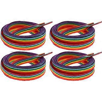 Rainbow Shoelaces for Sneakers 2 Pairs 160cm + 140cm Polyester Shoe Laces and