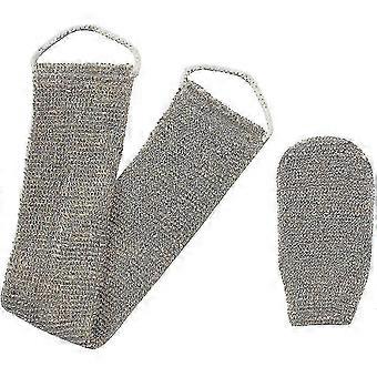 Hemp Back Scrubber, 100% Natural Exfoliating Back Strap With Mitt, Exfoliating Loofah Back Scrubber