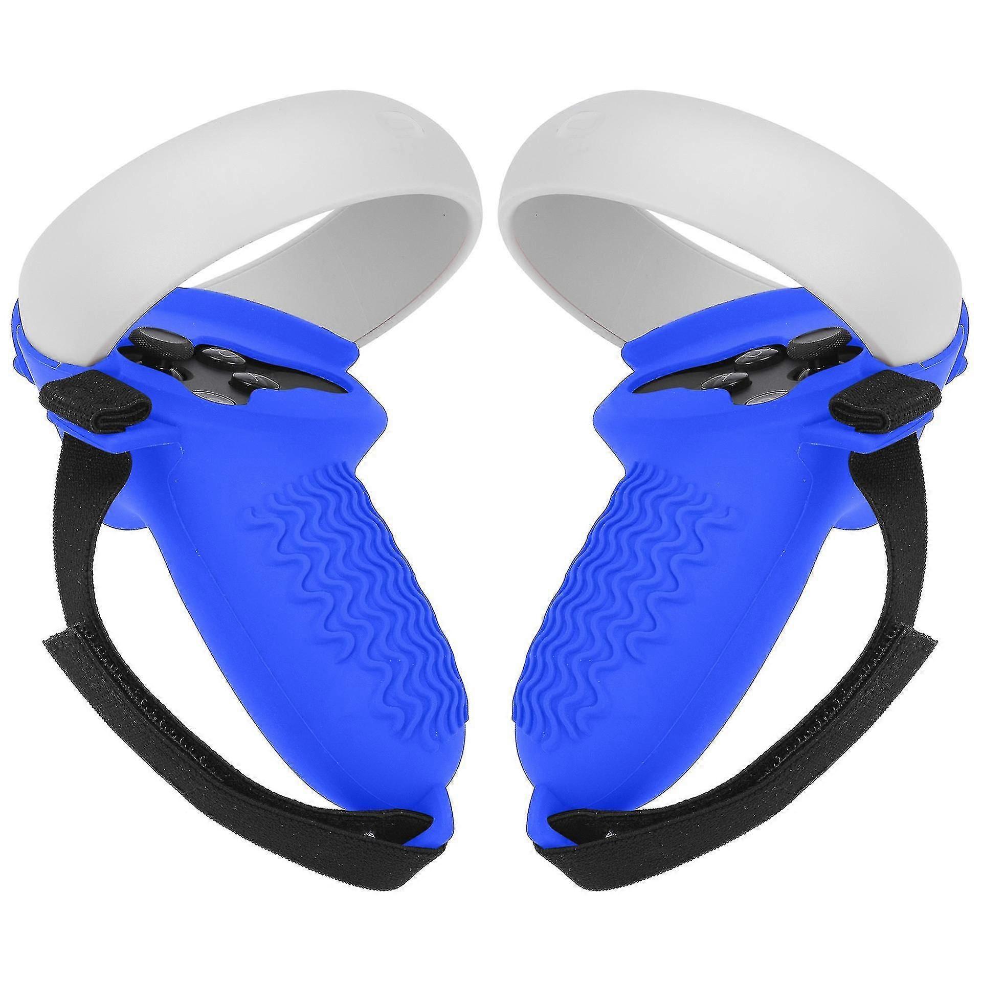 Case Silicone Compatible With Oculus Quest 2 Controller, Accessories Non-slip, With Adjustable Hand Strap(blue)