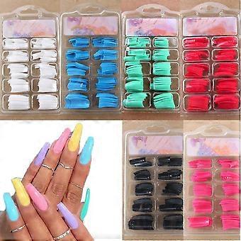 100Pcs French False Nail Tips Nail Art Accessories Colored DIY Tool Acrylic