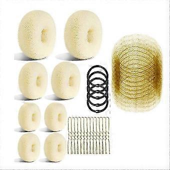 Bun Maker and Hair Nets Set,with 8 Bun Makers compatible with Women, 10 Brown Invisibility Nets,5 Elastic Bands and 40 U Pins