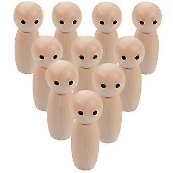 10pcs inacabado madeira peg bonecas diy unpainted peg bonecas madeira peg pessoas mini bonecas de madeira
