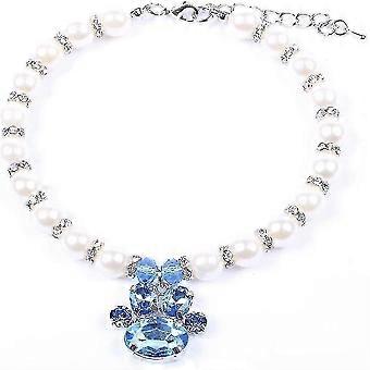 Dog Cat Pearls Naszyjnik Collar Bling Akcesoria Pawa Charm Wisiorek Pet Puppy