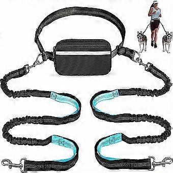 Adjustable Hands-Free Dog Running Leash with Double Handles and Elastic Retractable Rope compatible with Large and Medium Dogs