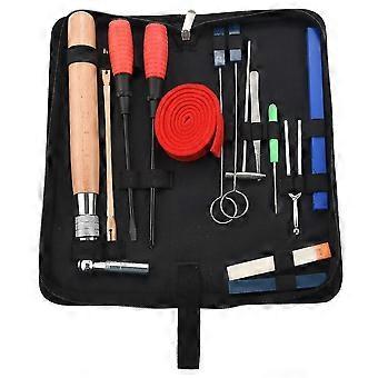 Professional Complete Piano Tuning Kit - Universal Wooden Handle Tuning Wrench Set with Rubber and Metal Tools for Beginners and Professionals
