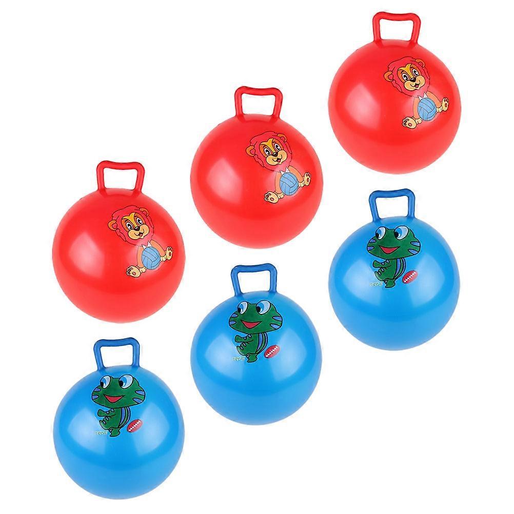 6Pcs Kids Inflatable Balls Jumping Balls Cartoon Pattern Hopper Balls (Random Pattern)