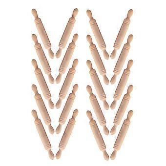 Kids Baking Rolling Pin Wooden Miniature Tool for Dollhouse Kitchen 24Pcs