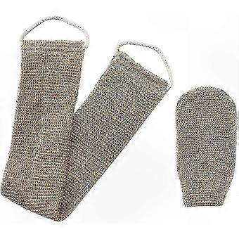 Horsehair Back Exfoliating Glove with Strap, 2-Pack