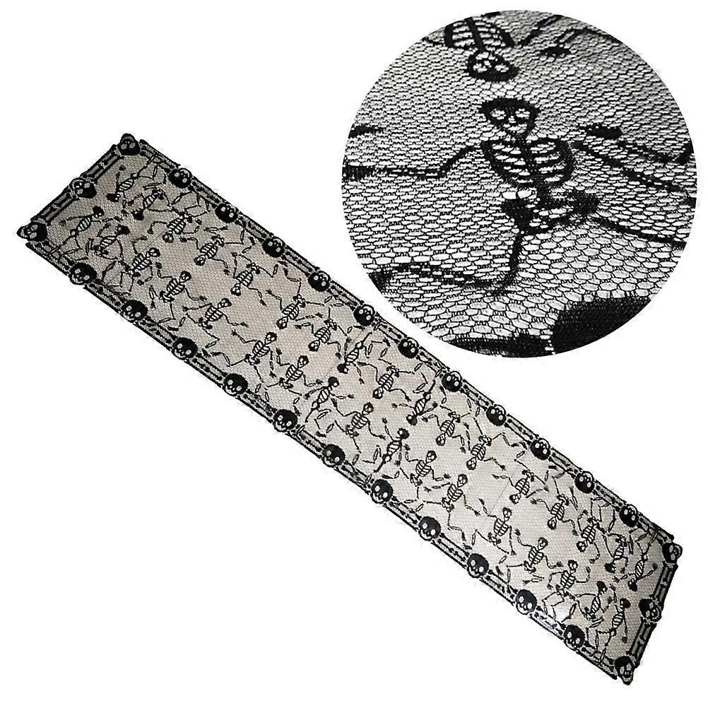 Halloween Skull Table Runner for Table Decoration in Black Rectangular
