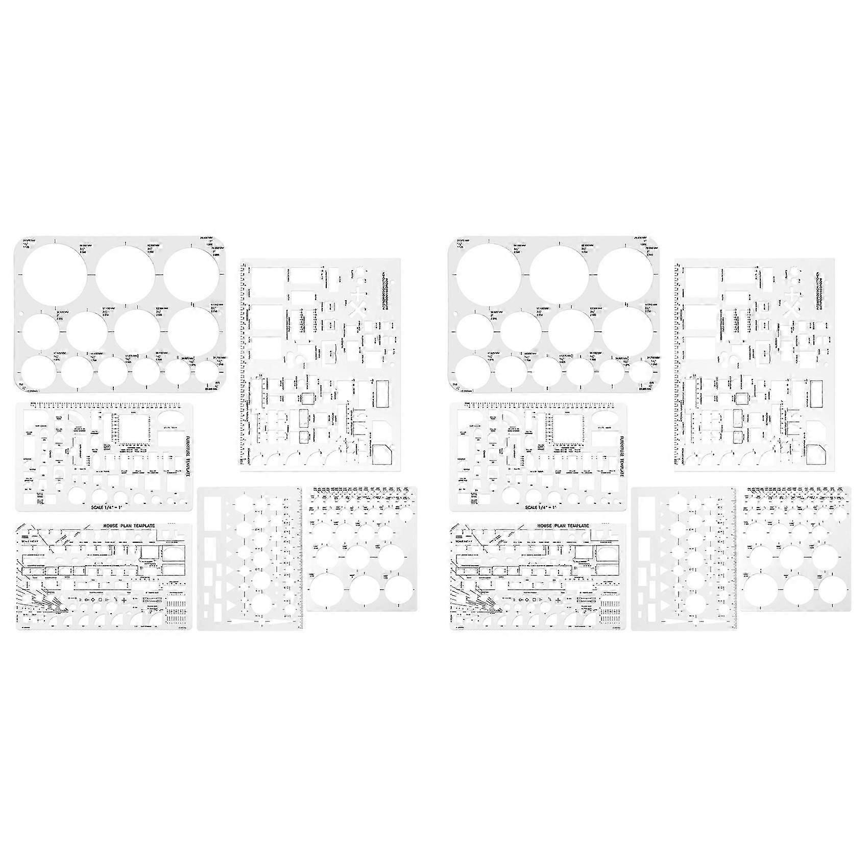 12pcs Circle Template for Drafting, Geometric Shape Stencils Circle Square Measuring Ruler for Building Formwork Drawing