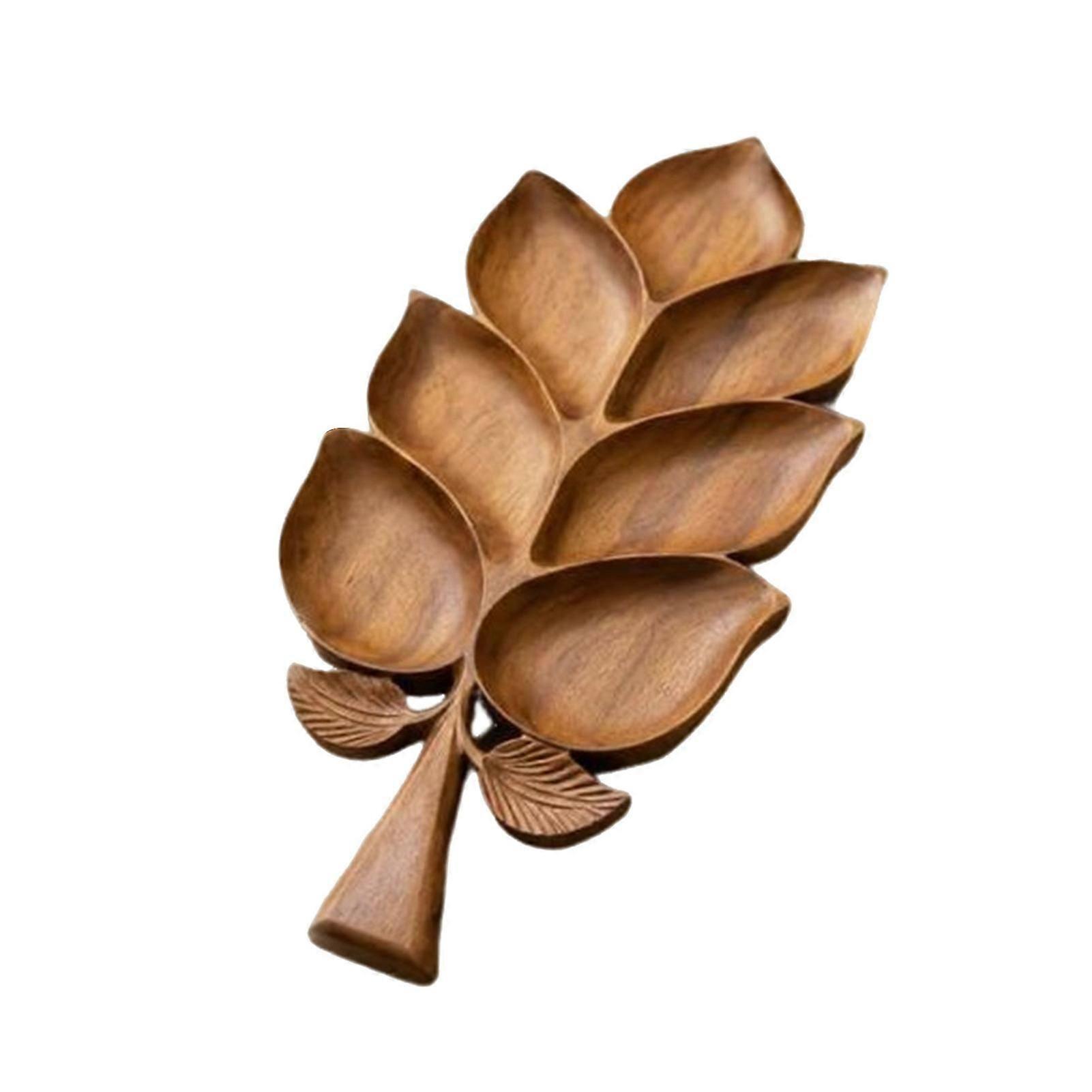 Coffee Table Snack Platter  Wooden Leaf Serving Tray