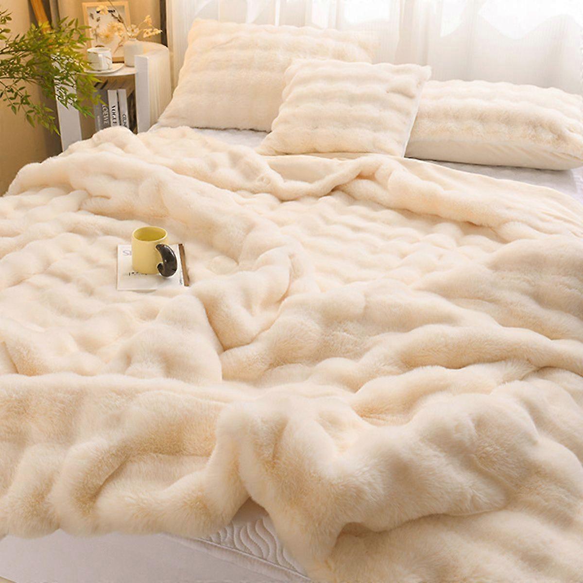 Faux Fur Throw Blanket for Couch