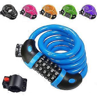 Bike Lock, Long 120cm X 12mm, Cable Lock 5 Digit Smart Code And Stroller Bikeblue