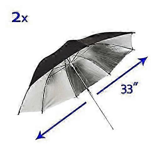 33 Inch Reflective Black Silver Umbrella
