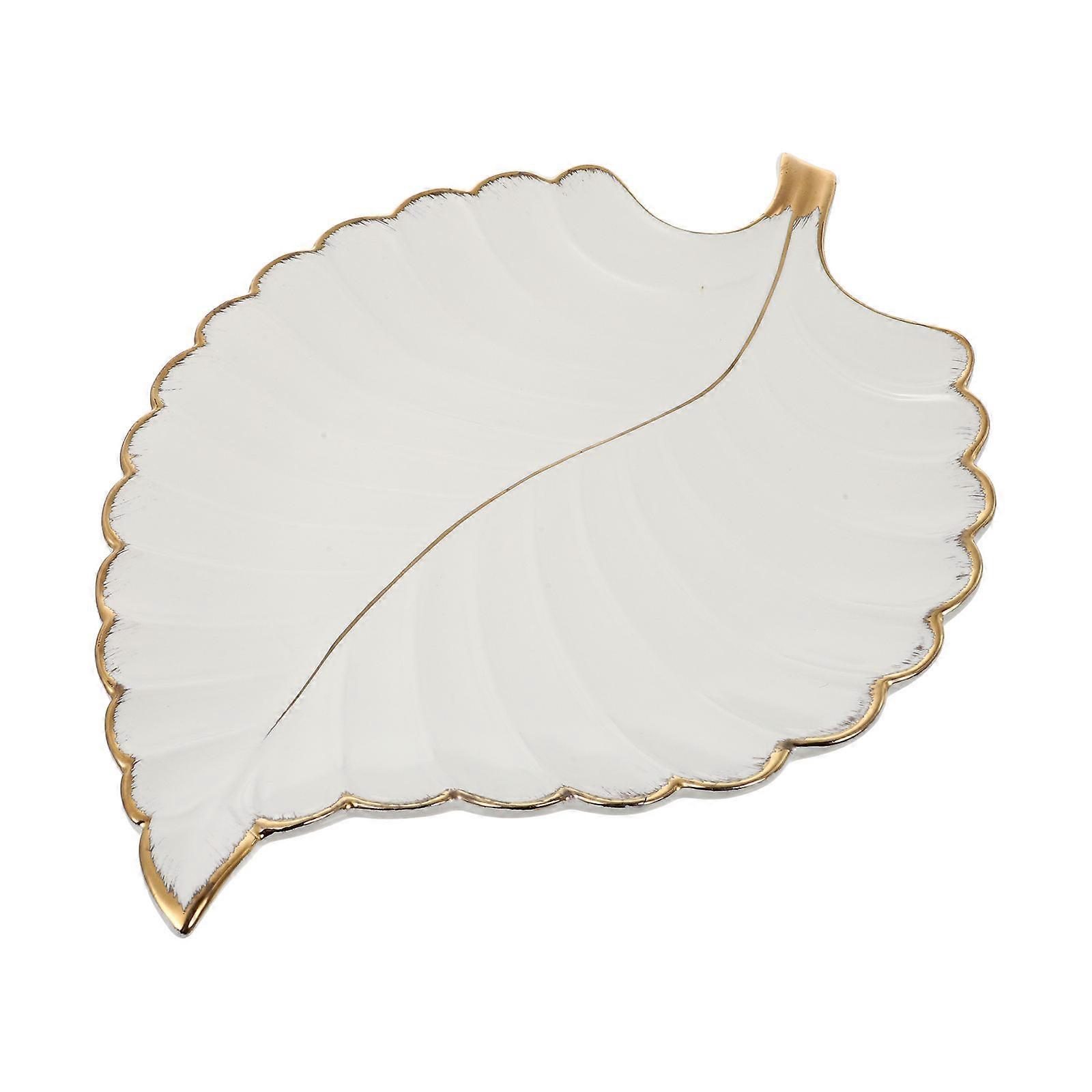 Ceramic Tray for Jewelry Storage 1Pcs Creative Leaf Shape Desktop Holder