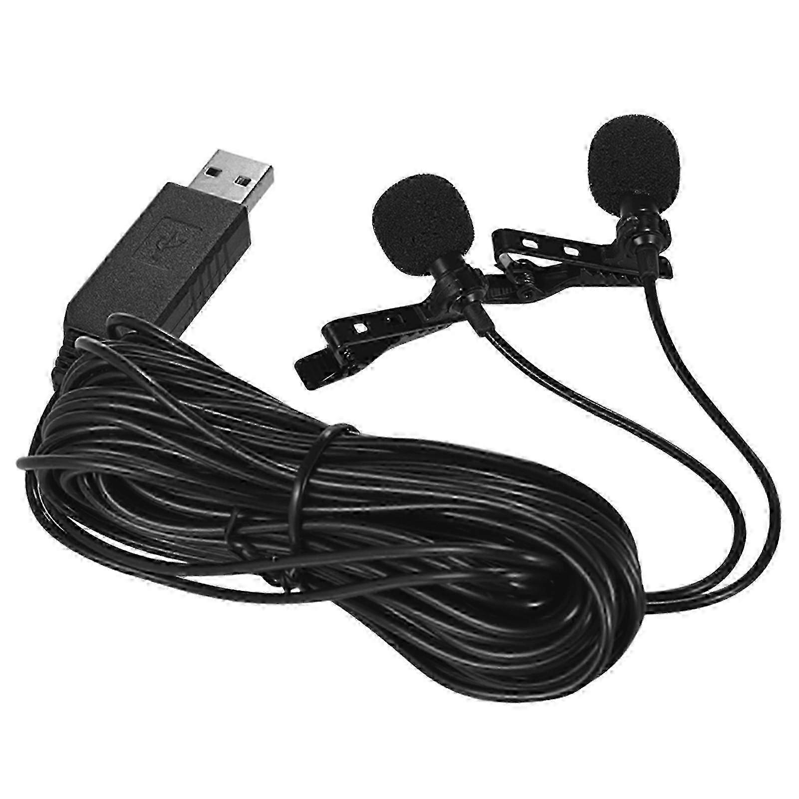 Dual-Head Omnidirectional USB Lavalier Mic