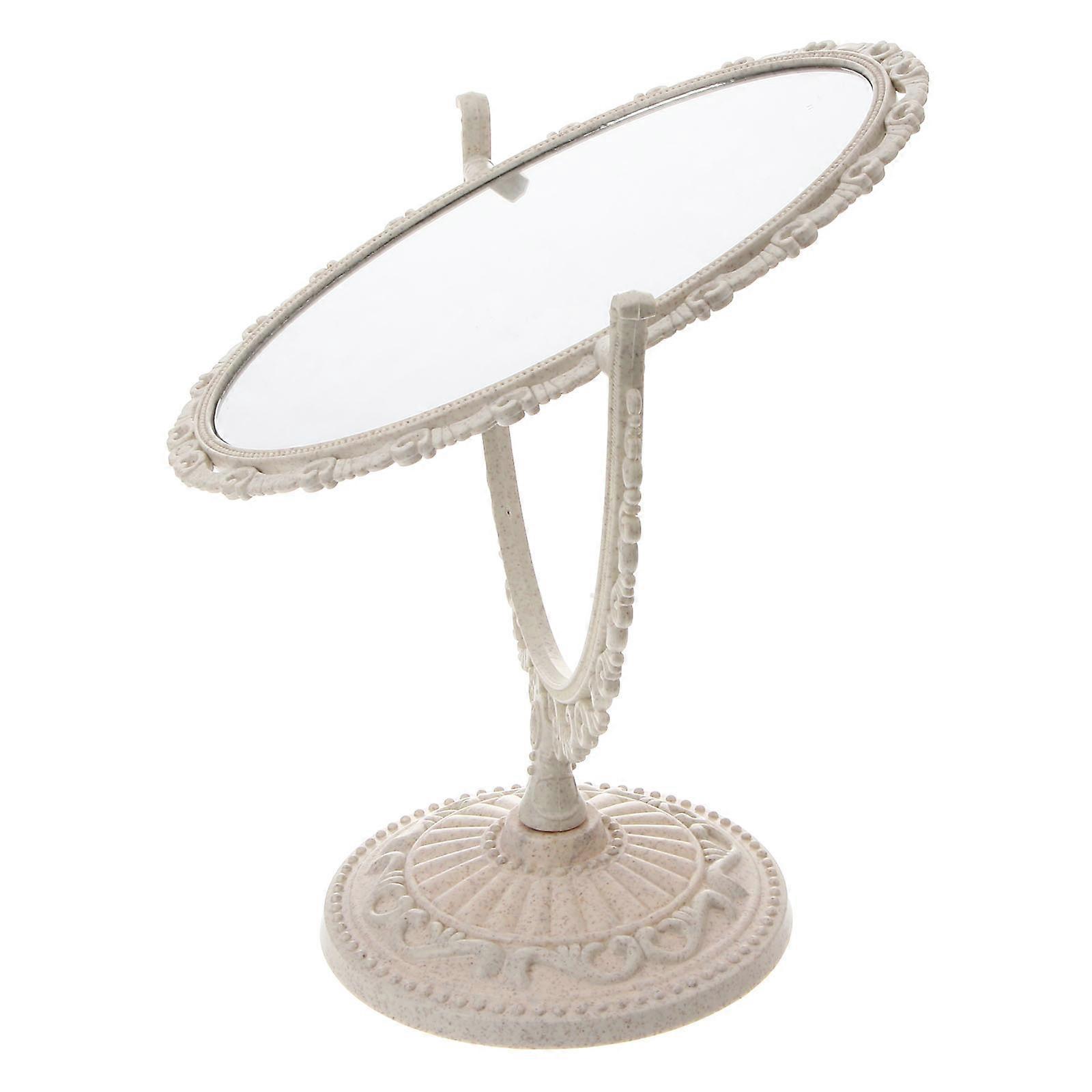 Double-Sided Makeup Mirror Beige with 2X Magnification for Make Up