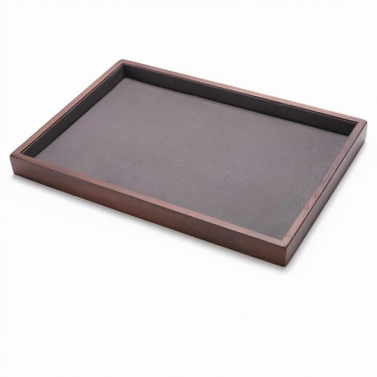 Rectangular Jewelry Display Tray | Wood-Look Outer Frame, Raised Edges for