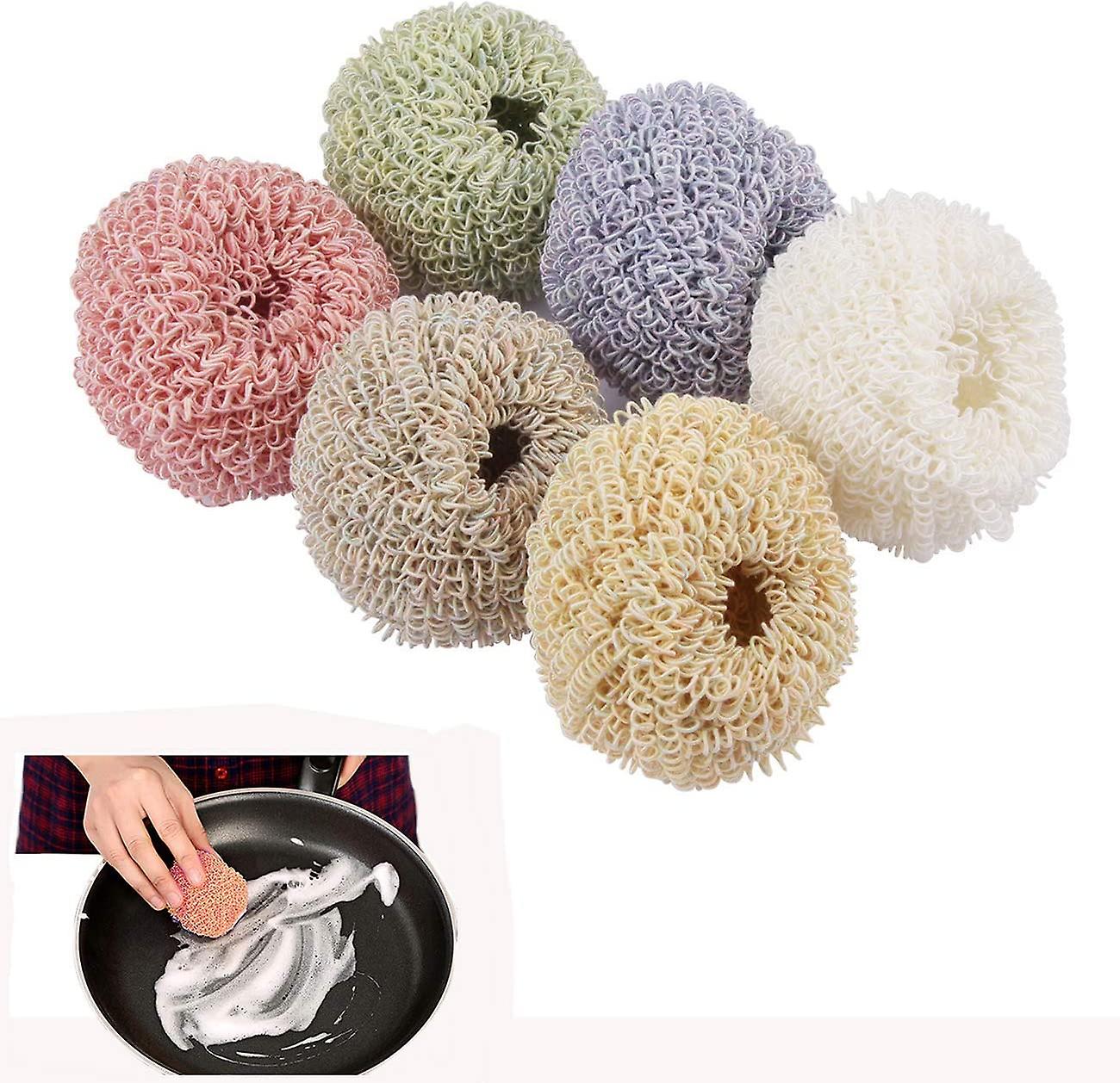 6 Peice  Scratch Free Dish Scrubber Scourer Assorted Colors