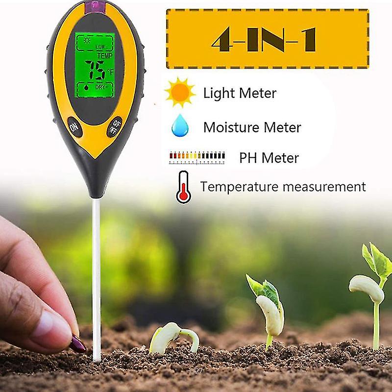 4 In 1 Soil Ph Tester Light Sunlight Test Moisture Meter Temperature Tester