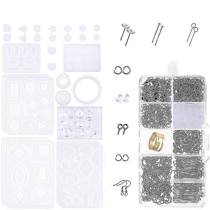 Resin Molds For Jewelry,earring Making Kit With Earring Epoxy Molds And Earring Hooks, Jump Rings F