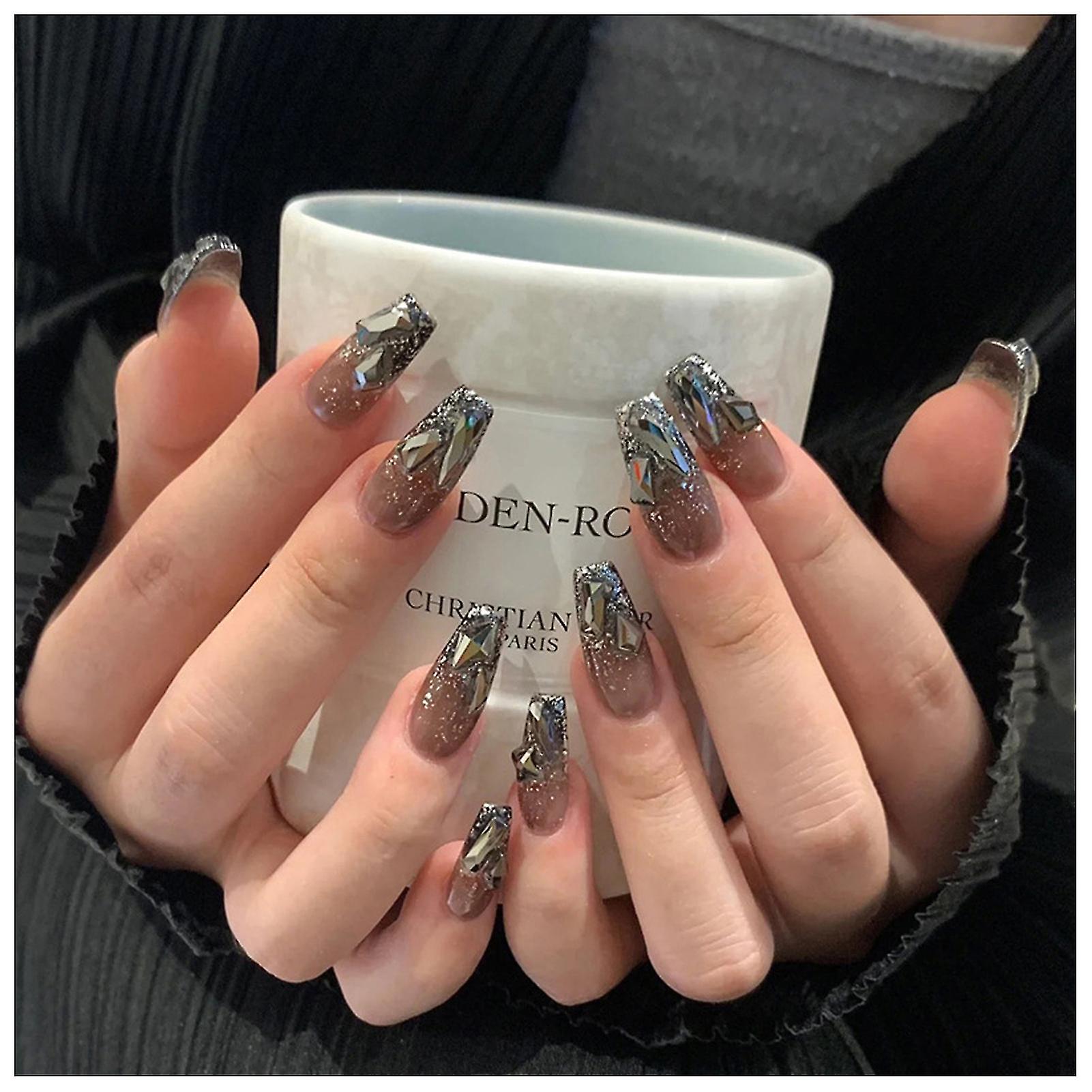 Black Press On Nails For Women Stylish Design Press-on Nails For Finger Nail Diy At-home