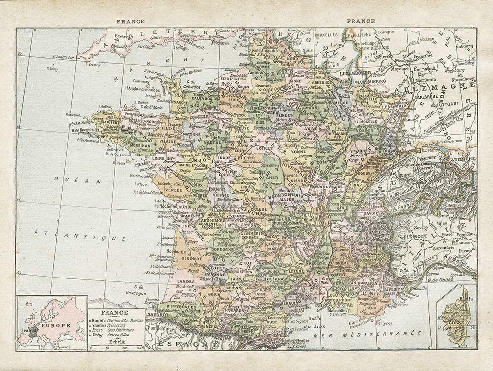 France Map Poster