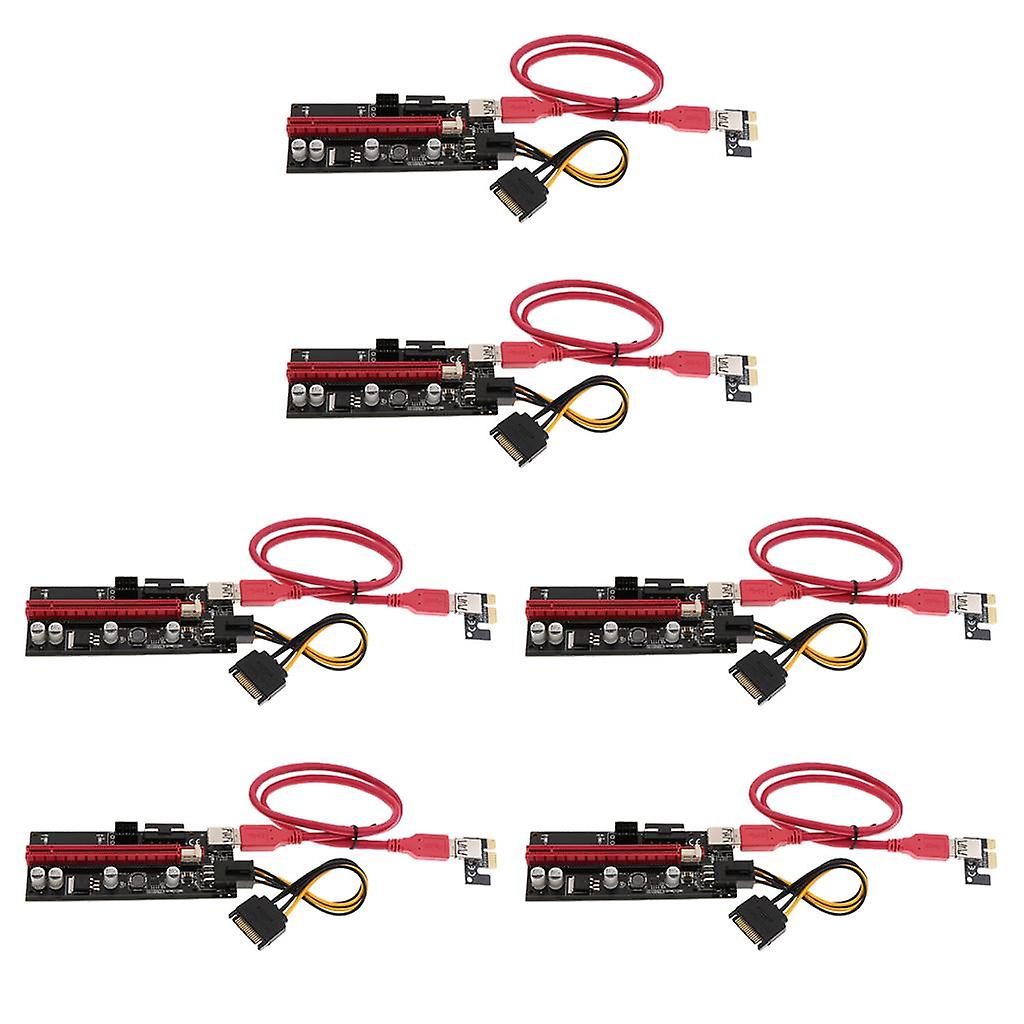 6Set PCIE Riser 1X VERS 16X Graphics Extension Riser Card 60cm Câble USB3.0