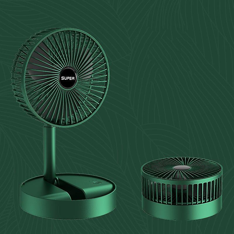 Retractable Floor Standing Fan,Style: Rechargeable (Green)