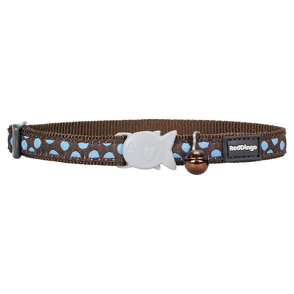 Red Dingo Cat Collar with Blue Spots on Brown Design Extra Small 12mm x 20-32cm