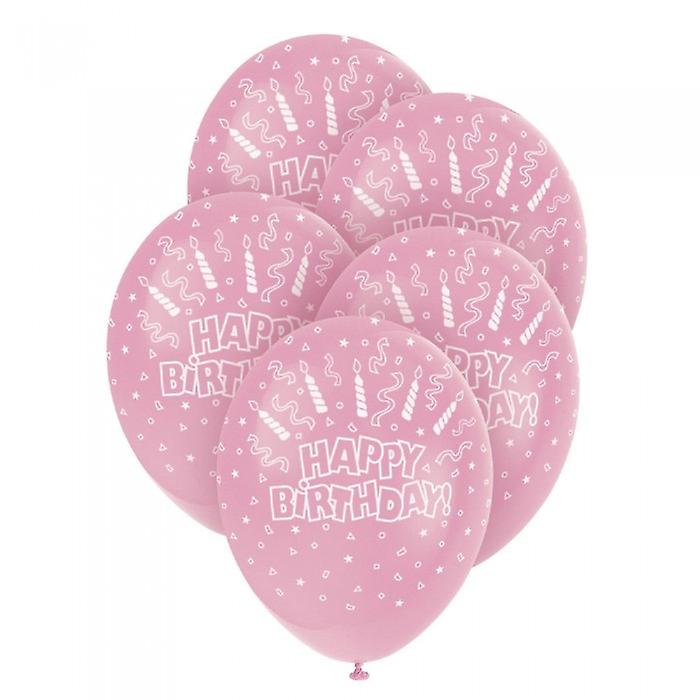 Unique Party Latex Pearlised Happy Birthday Balloons (Pack of 5)