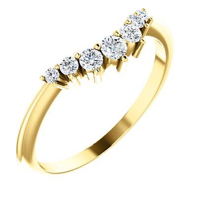Ring 14k Yellow Gold 0.2 Dwt Polished 0.25-Dwt Diamond Contour-Band Size 6.5-Ring for Women and Men