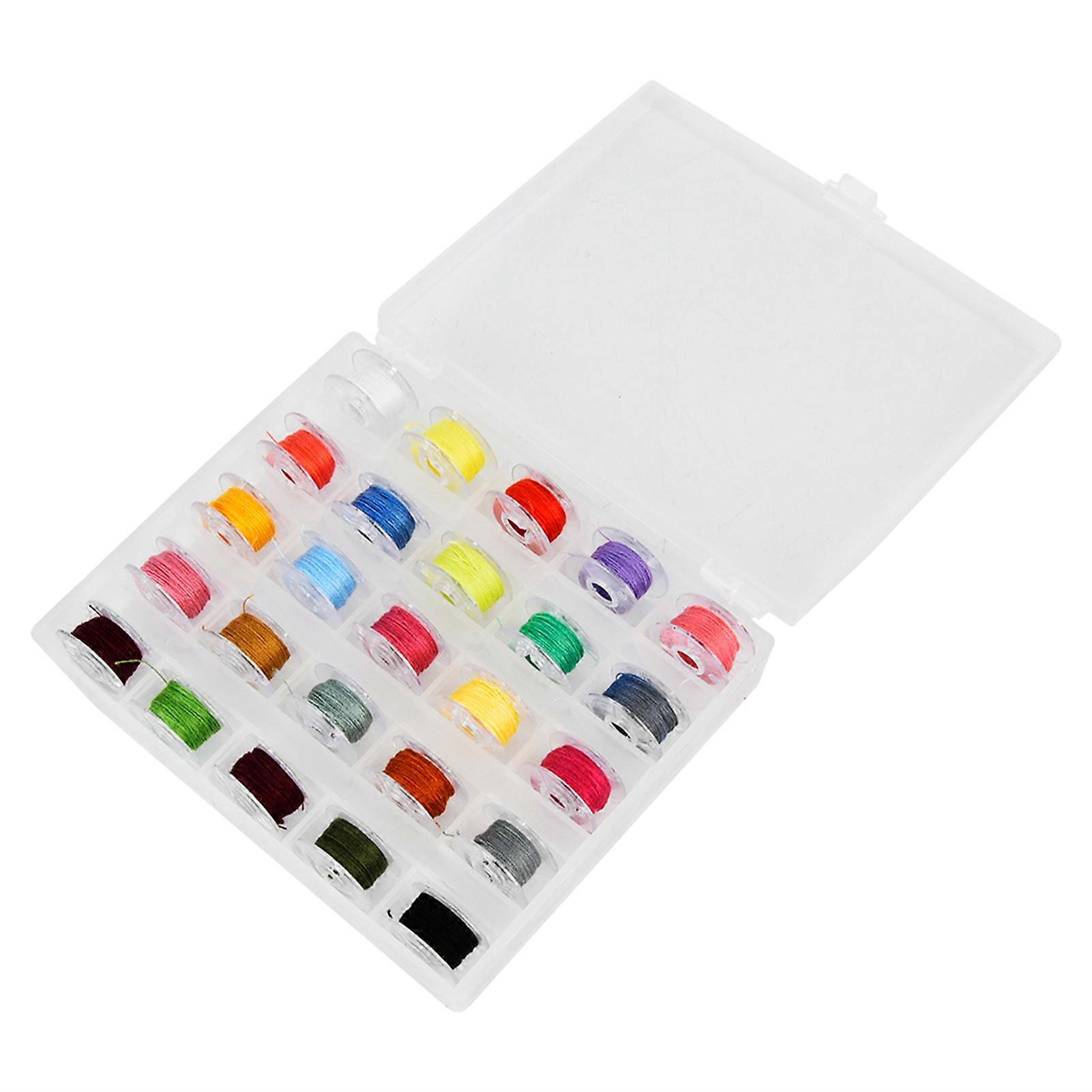 25 Colors Polyester Sewing Thread Bobbin Thread Handwork Sewing Supplies Kit with Storage Box