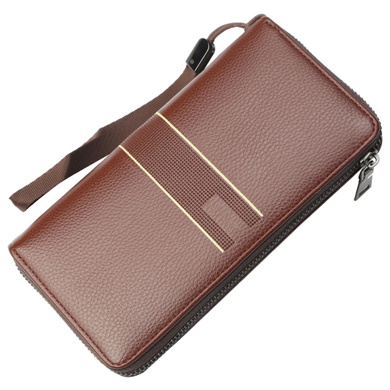 Men's Classic Long Wallet With Multiple Card Slots Leather Wallet