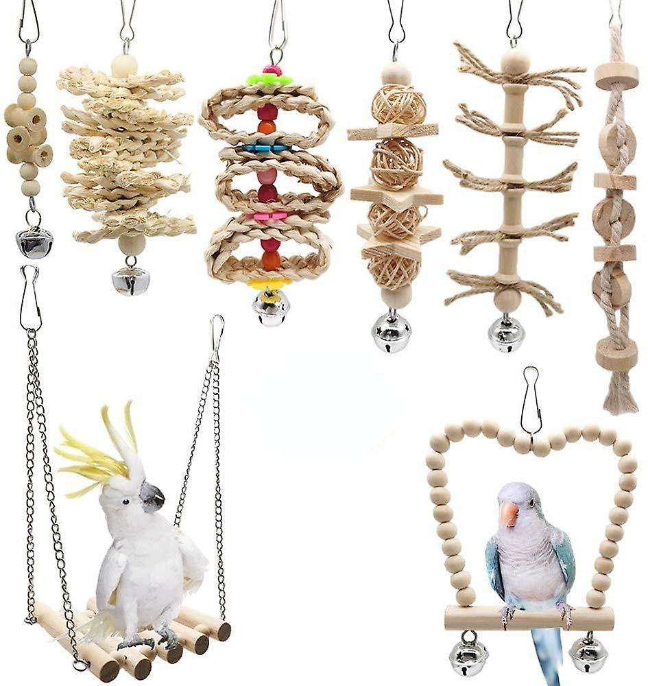 Safe Non Toxic Bird Toys Parrot Bite Set 8 Piece Set