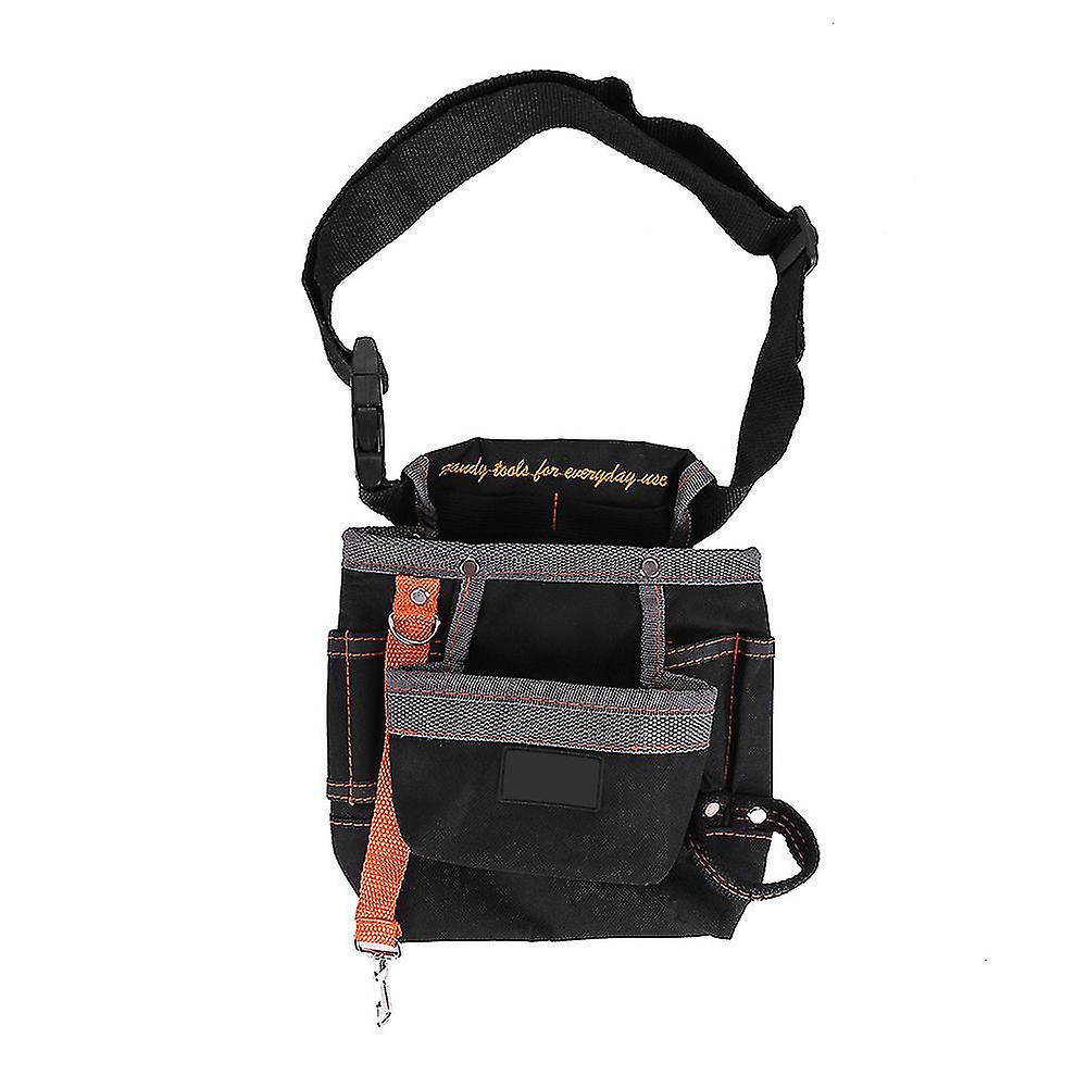 8 Pockets Belt Tool Bag, Adjustable Portable Pouch, Electrician Bag (Black, Gray Edge)